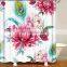 i@home waterproof flower print bath shower curtain plastic ring 100 % polyester 3d printed
