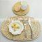 I@home Heat Resistant Macrame Oval Grass Natural Braided Straw Round Table Mat Placemat