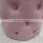 Home Living Room Furnitures Pouf Stools Ottomans Pink Round Velvet Foot Stool Tufted Ottoman