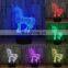 Unicorn 3D visual illusion light transparent acrylic night light LED light 7 color change touch table lamp children lamp