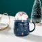 Airtight Reusable Merry Christmas Custom Printed Korean Style Winter Ceramic Coffee Cute Mug