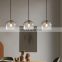 HUAYI Modern Decorative Light Fixtures Restaurant Hanging Ceiling Iron Indoor Glass Pendant Lamp