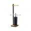 Bathroom Toilet Paper Holder Toilet Brush Holder With Bamboo Base Bathroom Storage Matt Black