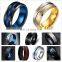 Fashion 8MM Men's Stainless Steel Rings Colorful Groove Beveled Edge Wedding Engagement Ring Men's Anniversary Jewelry