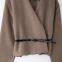 New style women's retro loose casual long-sleeved coat with belt and soft fabric.