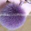 New Arrival Hot Selling 100% Real Fox Fur Pom Pom Leather Key Rings