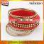 Punk Leather Fashion Retro Red Wood Bangle Multilayer Alloy Bracelet For Lady's