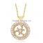 2016 New Arrive Hollow Out Long Chain Necklace Round Gold Plated Rhinestone Pendant Necklace for Women Jewelry Gifts