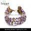 Multi color Charming jewellry purple beads chain bracelet jewelry with alloy chain tassel fashion jewelry