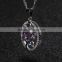 925 silver pendant necklace multi-colour crystal CZ setting oval shape pendant necklace for gift