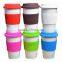 2016 Promotional wholesale ceramic travel coffee mug silicon lid