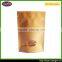 Waterproof Innoxious Stand Up Brown Kraft Paper Bag With Window And Zipper For Food Italy Whisky Heart Chocolate Honey Liquid