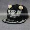 Black 6 panel with ox horn mesh trucker cotton snapback closure hat and twill baseball cap