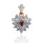 Wholesale snowflake shape cubic zircon inlaid multi color gemstone 18k yellow gold plated