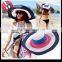 Vintage Women Beach Straw Hat Wide Brim Roll-up Trim Sun Hat Floppy Elegant Caps