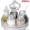5Pcs Oil & Vinegar, Salt & Pepper Glass Condiment Jar Set w. Stainless Lid