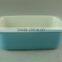 Light blue glazed ceramic rectangle bakeware bake tray/plate