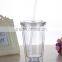 16OZ LED light double Wall BPA free plastic tumbler with straw
