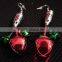 Red and green led metal jingle bell pedant christmas party jewelry flashing light earrings for girls