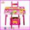 2017 New design home / school / pink wooden girls table and chairs W08G197