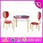 2015 Solid wood kids table and chairs for preschool,children wooden table and chair,Apple design wooden toy table chairs WO8G142