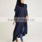 Middle East women clothing OEM islamic abaya elbow sleeve Zip front Navy Cape abaya