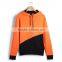 Orange and black contrast color hoodie with earphone hoodie drawstring