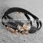 3 pcs handmade wax cord knotted bracelet sets diy crystal charms wooden beads cord bracelets for women jewelry gifts 2017