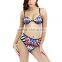 Nylon Bikini Flexible Backless Two Piece Padded Printed Geometric Multi-colored Sold By Set
