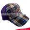 Plaid Fabric Baseball Cap With Colourful Word Flat Embroidery Women's High Profile Trucker Hat