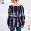 Latest fashion blouse tops women v neck striped blouse women