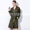 wholesale women clothing spring wear fashion lapel waist tie long sleeves jacquard cloth overknee trench coat