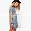 beach wear summer cap sleeve Paisley Print women mini dress