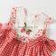 2020 Summer Girls Plaid Dress Sweet Princess Toddler Baby Girl Embroidery Cute Clothing Wholesale