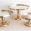 Wholesale Pedestal Leg Marble Top Luxury Cake Stand Designer Gold Marble Cake Stand