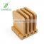 Bamboo Wooden Coaster Square Cup Coasters 4-Pack Set with Holder