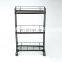 3 Tier Rolling Utility Cart with Wheels Multifunctional Metal Storage Cart Organizer Adjustable Trolley Cart with Handle