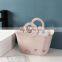 Wholesale PE soft material Tengyun pattern shopping basket Family bathroom storage basket Ladies pink handbasket