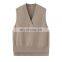New Arrival Women's 100% Pure Cashmere Sleeveless Pullover Stylish V-Neck Casual Vest Embroidered Logo Solid Knitted Woolen
