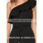 D255 women high quality black dress one shoulder ladies sexy dress design