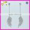 Fashion long silver chain angle wing shaped full zircon silver Wings Earring