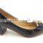 shining patent leather women shoes middle heel lady shoes with gold button
