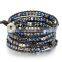 Fashionable boho accessories Leather&Crystal wrap bracelet