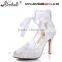Handmade high quality white lace bridal wedding shoes