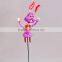 Hot Sale in USA 4 Inch Wholesale Long Ears Plastic Girl Rabbit Toys, Garden Flower Sticks