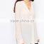 Custom Design Women Chiffon Blouse With V Neck