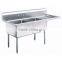 2 Two Bowl Commercial Stainless Steel Compartment Sink with Single Drainboard