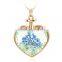 Fashion Creative Elegant Flower Pendant Necklaces DIY Heart Glass Pendant Womens Dried Flower Floating Memory Living Necklace