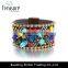 Ethnic China style woven acrylic rhinestone leather ribbon bracelet jewelry