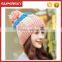 V-308 Cute pom pom slouchy winter knitting women top beanie hat cute knit earflap